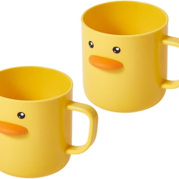 Cute Duck-Themed Toothbrush Cup, 2-Piece Plastic Rinsing Cup Set
