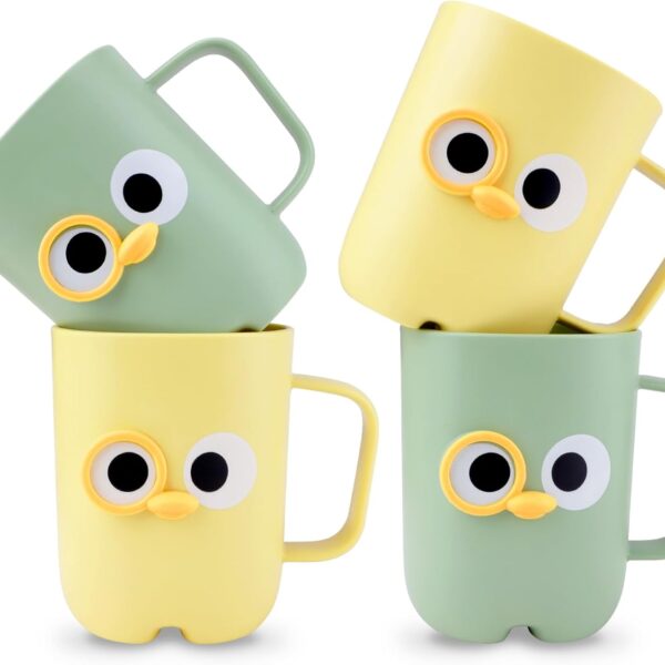 4-Piece Set Of Cute Cartoon-Themed Toothbrush Cups, Made Of Shatterproof Material