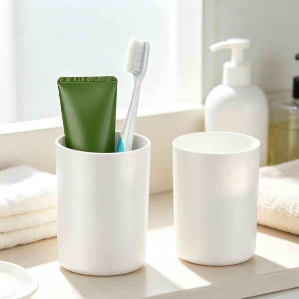 Bathroom Rinsing Cup 2-Piece Set, Features A Non-Slip Base And Is Reusable