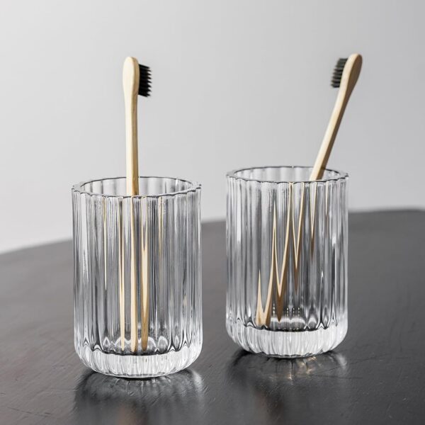 Glass Bathroom Rinsing Cup And Holder 2-Piece Set